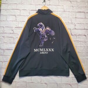 AKOO Track Jacket Men 3XL Black Pegasus Camo Stripe‎ Full Zip MCMLXXX Streetwear